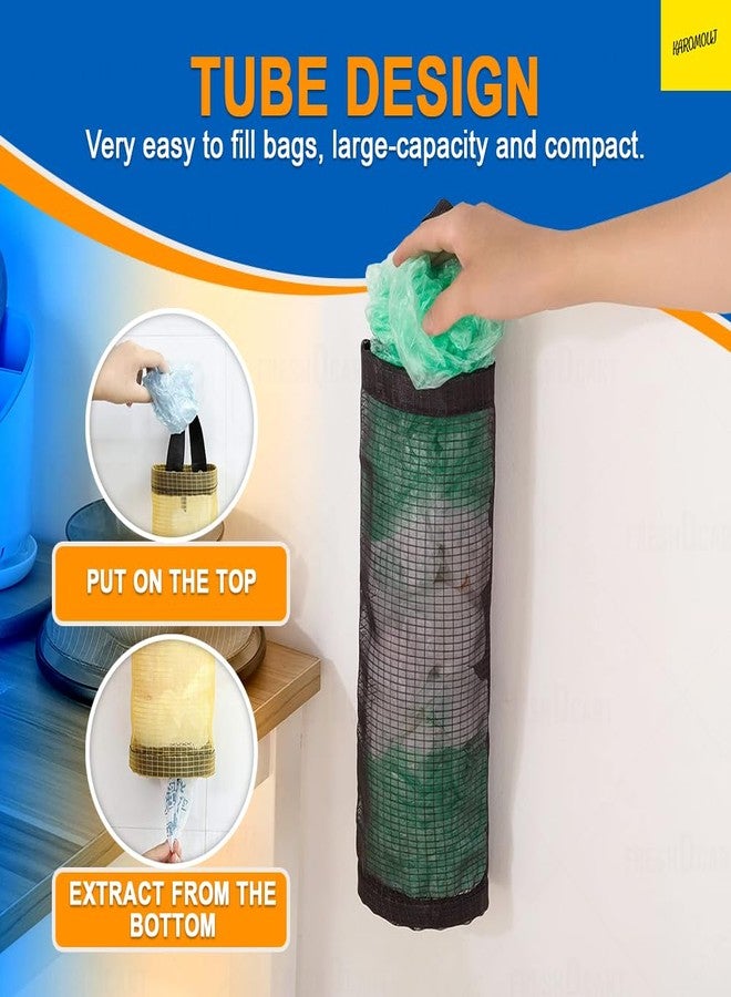 Karomouj KMA556 Transparent Garbage Bag Storage Bag Wearable Grocery Bag Holder Mesh Grocery Bag Holder with Widening Handle Bottom Outlet for Kitchen, Bedroom Home Store (Multicolor,Pack of 2) - Image 5